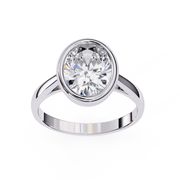 Reverra 14K Gold Oval Lab Grown Diamond Bezel Set Engagement Ring for Women, CTTW-2.42 - Reverra Jewels Inc.