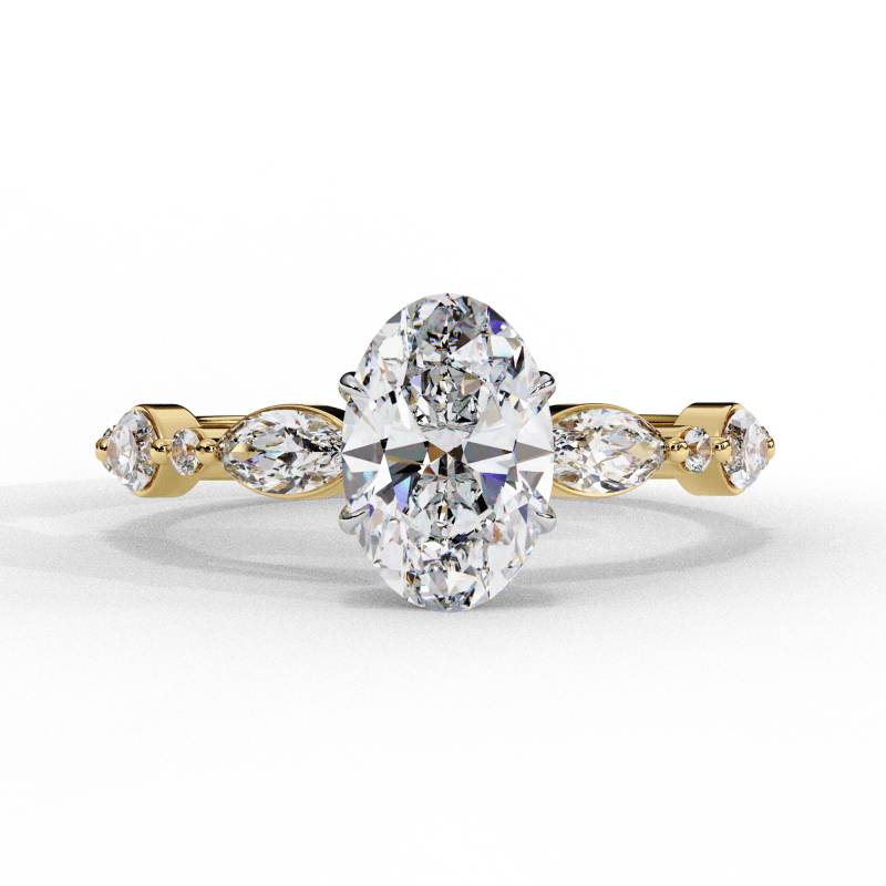 Reverra 14K Gold Oval Lab Grown Diamond Solitaire Engagement Ring for Women, CTTW-1.2 - Reverra Jewels Inc.
