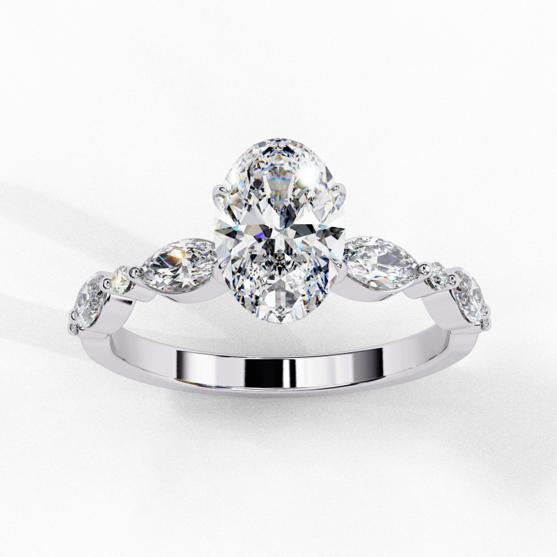 Reverra 14K Gold Oval Lab Grown Diamond Solitaire Engagement Ring for Women, CTTW-1.2 - Reverra Jewels Inc.