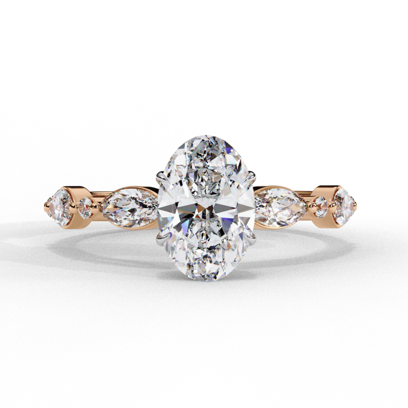 Reverra 14K Gold Oval Lab Grown Diamond Solitaire Engagement Ring for Women, CTTW-1.2 - Reverra Jewels Inc.