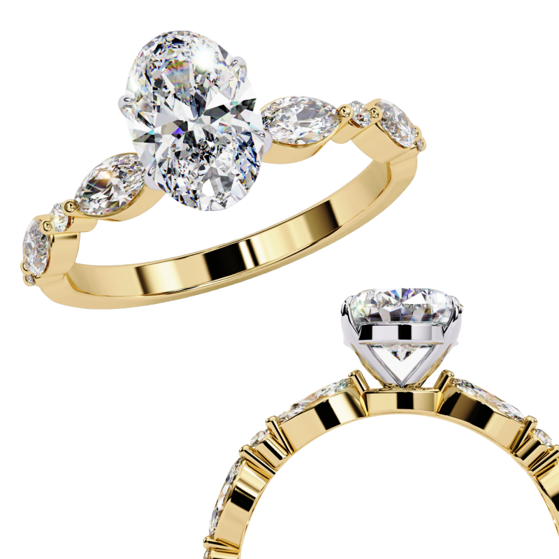 Reverra 14K Gold Oval Lab Grown Diamond Solitaire Engagement Ring for Women, CTTW-1.2 - Reverra Jewels Inc.