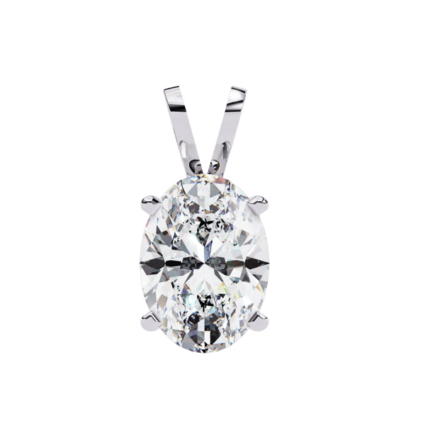 Reverra 14K Gold Oval Lab Grown Diamond Solitaire Pendant For Women, CTTW-2.48 - Reverra Jewels Inc.
