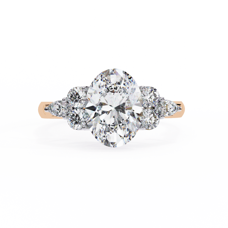 Reverra 14K Gold Oval, Marquise & Round Lab Grown Diamond Engagement Ring for Women, CTTW-2.51 - Reverra Jewels Inc.