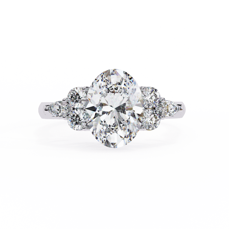 Reverra 14K Gold Oval, Marquise & Round Lab Grown Diamond Engagement Ring for Women, CTTW-2.51 - Reverra Jewels Inc.