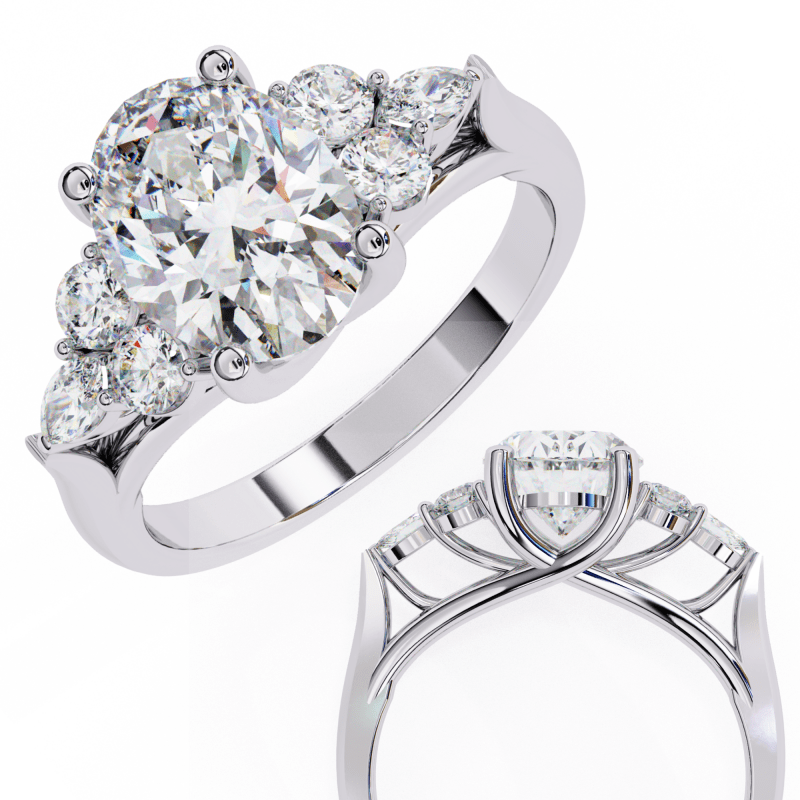 Reverra 14K Gold Oval, Marquise & Round Lab Grown Diamond Engagement Ring for Women, CTTW-2.51 - Reverra Jewels Inc.