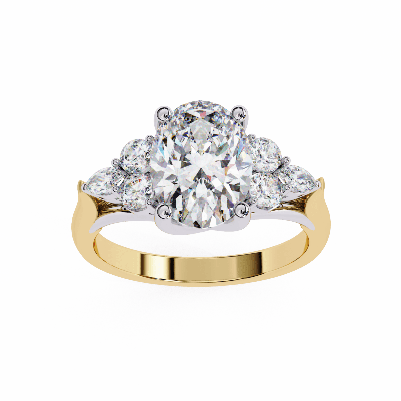 Reverra 14K Gold Oval, Marquise & Round Lab Grown Diamond Engagement Ring for Women, CTTW-2.51 - Reverra Jewels Inc.