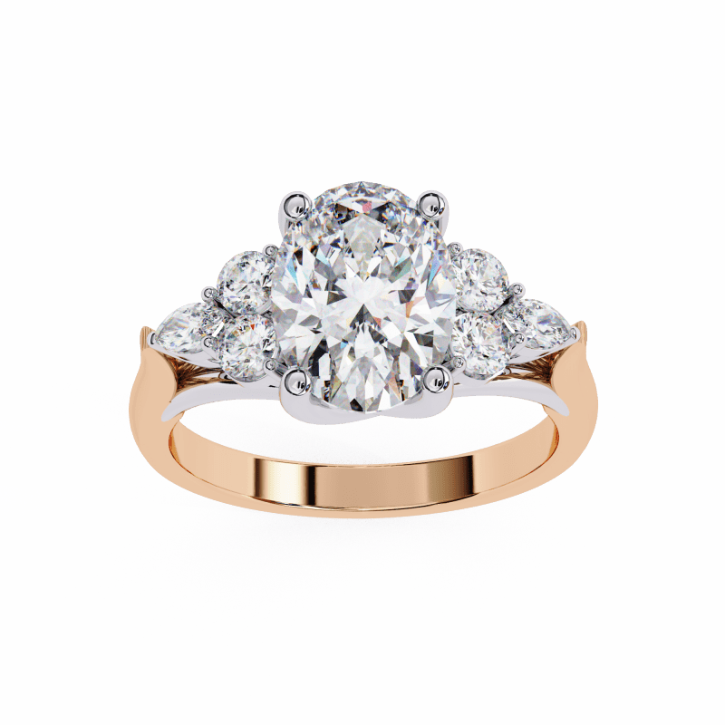 Reverra 14K Gold Oval, Marquise & Round Lab Grown Diamond Engagement Ring for Women, CTTW-2.51 - Reverra Jewels Inc.