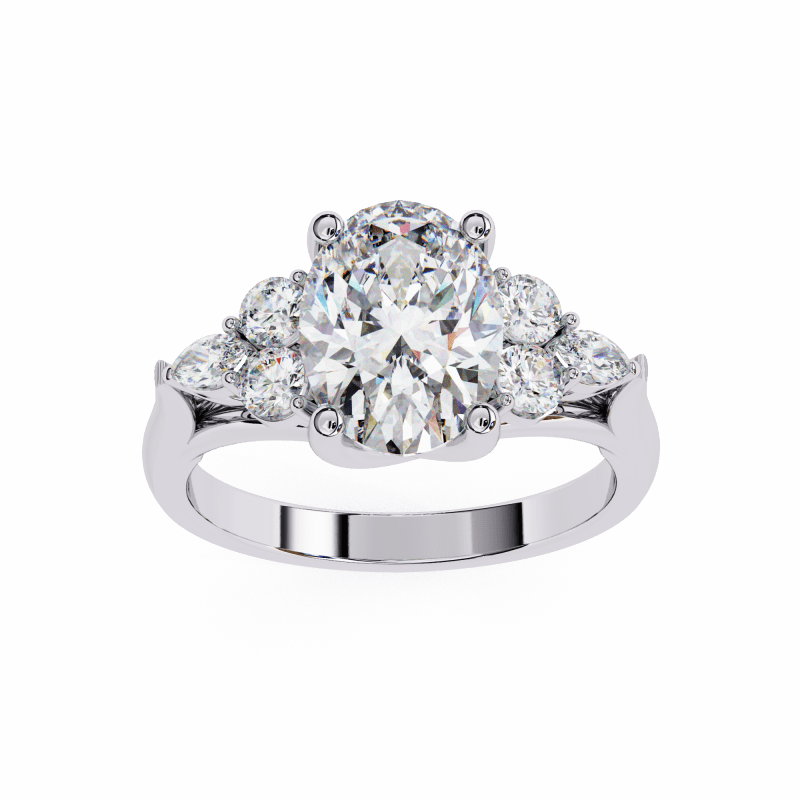 Reverra 14K Gold Oval, Marquise & Round Lab Grown Diamond Engagement Ring for Women, CTTW-2.51 - Reverra Jewels Inc.