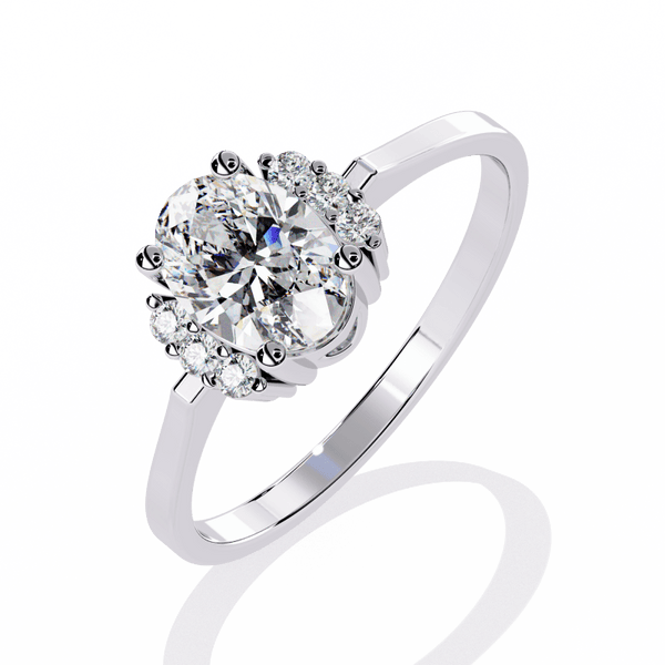 Reverra 14K Gold Oval & Round Lab Grown Diamond Cluster Engagement Ring for Women, CTTW-0.72 - Reverra Jewels Inc.