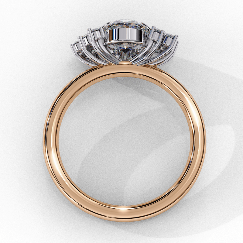 Reverra 14K Gold Oval & Round Lab Grown Diamond Cluster Engagement Ring for Women, CTTW-1.22 - Reverra Jewels Inc.