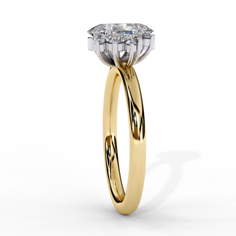 Reverra 14K Gold Oval & Round Lab Grown Diamond Cluster Engagement Ring for Women, CTTW-1.22 - Reverra Jewels Inc.