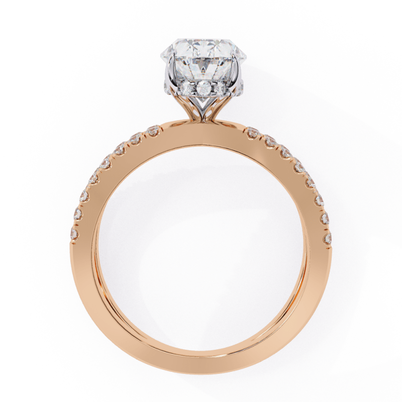 Reverra 14K Gold Oval & Round Lab Grown Diamond Double Band Split Shank Engagement Ring for Women, CTTW-1.58 - Reverra Jewels Inc.