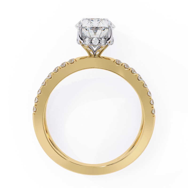 Reverra 14K Gold Oval & Round Lab Grown Diamond Double Band Split Shank Engagement Ring for Women, CTTW-1.58 - Reverra Jewels Inc.