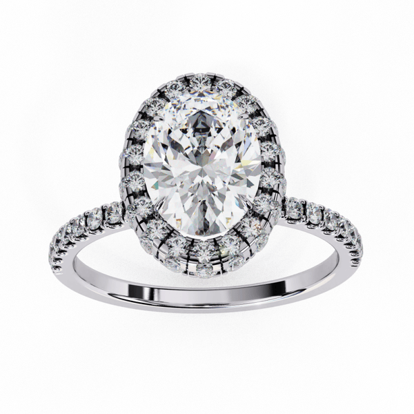 Reverra 14K Gold Oval & Round Lab Grown Diamond Double Halo Engagement Ring for Women, CTTW-2.06 - Reverra Jewels Inc.