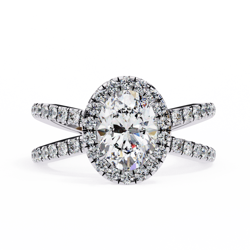 Reverra 14K Gold Oval & Round Lab Grown Diamond Engagement Ring for Women, CTTW-1.56 - Reverra Jewels Inc.