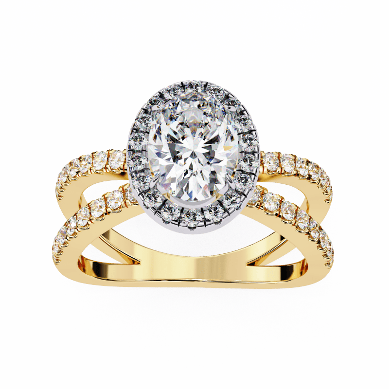 Reverra 14K Gold Oval & Round Lab Grown Diamond Engagement Ring for Women, CTTW-1.56 - Reverra Jewels Inc.