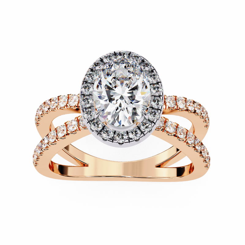 Reverra 14K Gold Oval & Round Lab Grown Diamond Engagement Ring for Women, CTTW-1.56 - Reverra Jewels Inc.