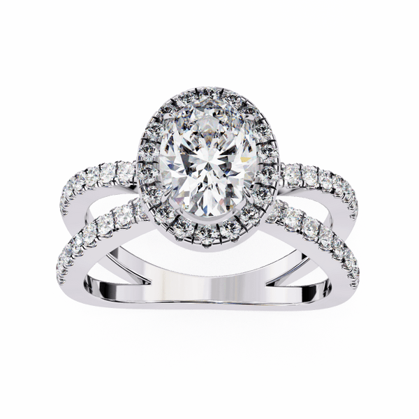 Reverra 14K Gold Oval & Round Lab Grown Diamond Engagement Ring for Women, CTTW-1.56 - Reverra Jewels Inc.