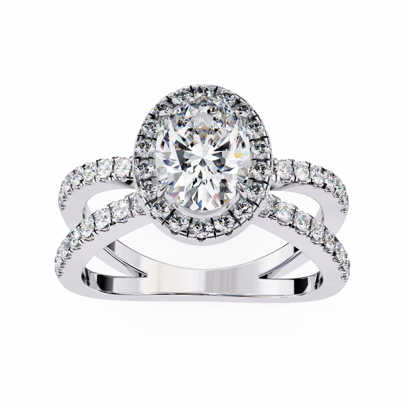 Reverra 14K Gold Oval & Round Lab Grown Diamond Engagement Ring for Women, CTTW-1.56 - Reverra Jewels Inc.