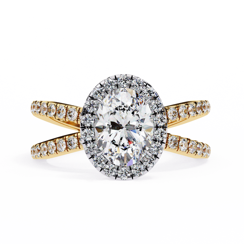 Reverra 14K Gold Oval & Round Lab Grown Diamond Engagement Ring for Women, CTTW-1.56 - Reverra Jewels Inc.