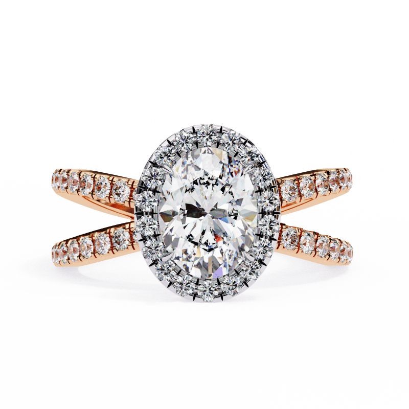 Reverra 14K Gold Oval & Round Lab Grown Diamond Engagement Ring for Women, CTTW-1.56 - Reverra Jewels Inc.