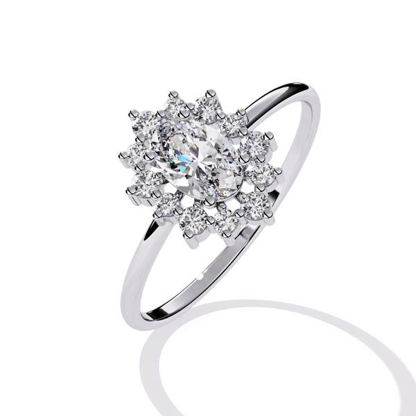 Reverra 14K Gold Oval & Round Lab Grown Diamond Halo Engagement Ring for Women, CTTW-0.52 - Reverra Jewels Inc.
