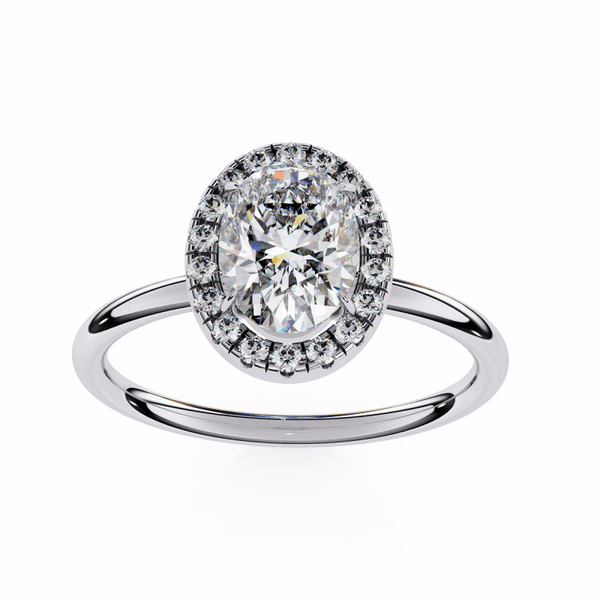 Reverra 14K Gold Oval & Round Lab Grown Diamond Halo Engagement Ring for Women, CTTW-1.24 - Reverra Jewels Inc.