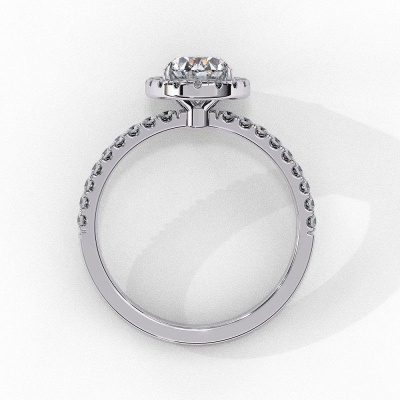 Reverra 14K Gold Oval & Round Lab Grown Diamond Halo with Pave Band Engagement Ring for Women, CTTW-1.42 - Reverra Jewels Inc.