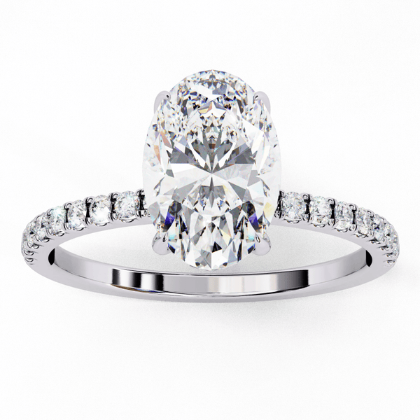 Reverra 14K Gold Oval & Round Lab Grown Diamond Hidden Halo Engagement Ring for Women, CTTW-1.44 - Reverra Jewels Inc.