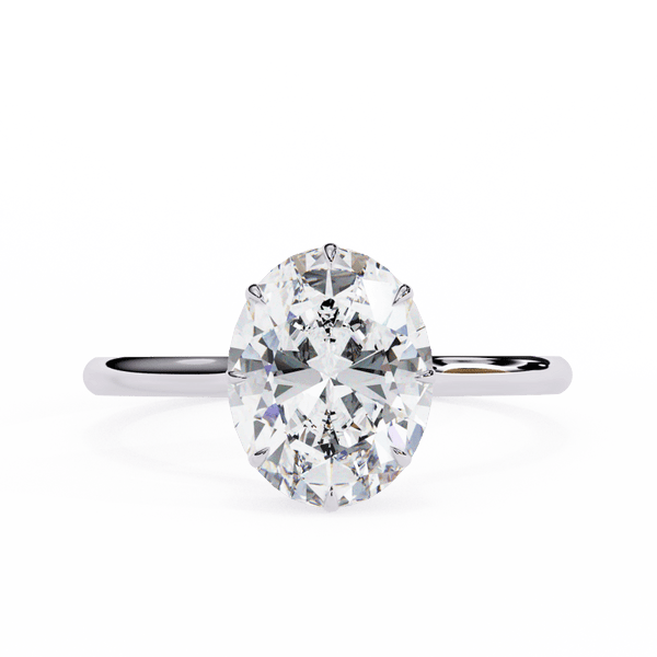 Reverra 14K Gold Oval & Round Lab Grown Diamond Hidden Halo Engagement Ring for Women, CTTW-1.95 - Reverra Jewels Inc.