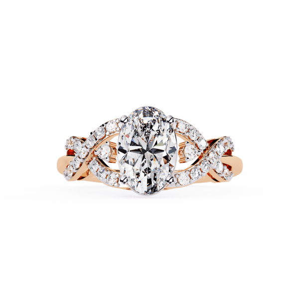 Reverra 14K Gold Oval & Round Lab Grown Diamond Infinity Twist Engagement Ring for Women, CTTW-1.8 - Reverra Jewels Inc.