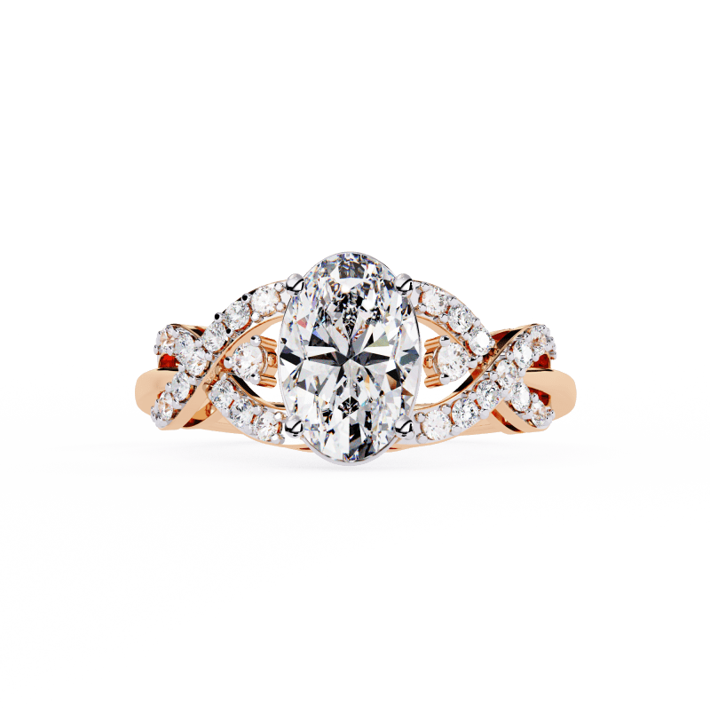 Reverra 14K Gold Oval & Round Lab Grown Diamond Infinity Twist Engagement Ring for Women, CTTW-1.8 - Reverra Jewels Inc.