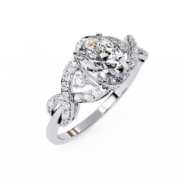 Reverra 14K Gold Oval & Round Lab Grown Diamond Infinity Twist Engagement Ring for Women, CTTW-1.8 - Reverra Jewels Inc.