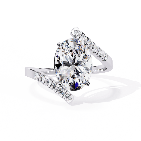 Reverra 14K Gold Oval & Round Lab Grown Diamond Open Twist Engagement Ring for Women, CTTW-2.41 - Reverra Jewels Inc.