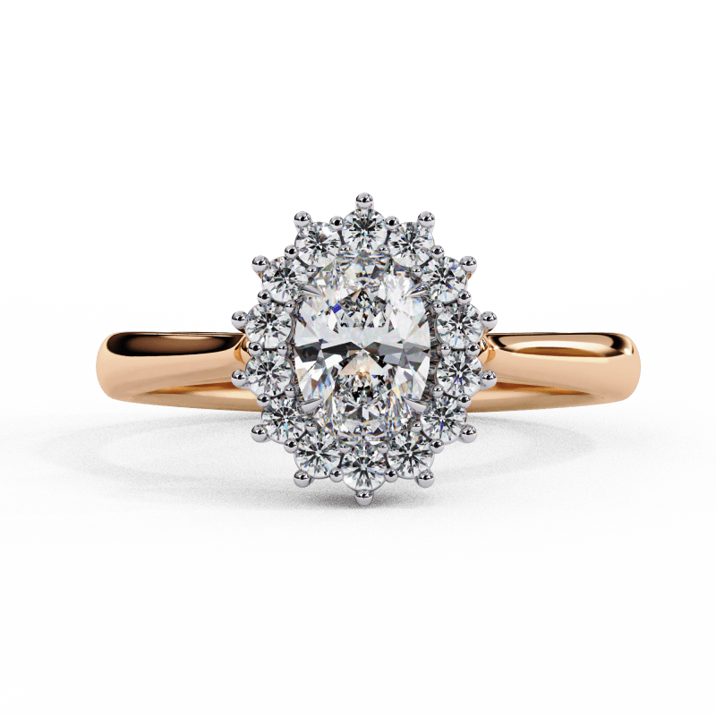 Reverra 14K Gold Oval & Round Lab Grown Diamond Oval Halo Engagement Ring for Women, CTTW-2.04 - Reverra Jewels Inc.