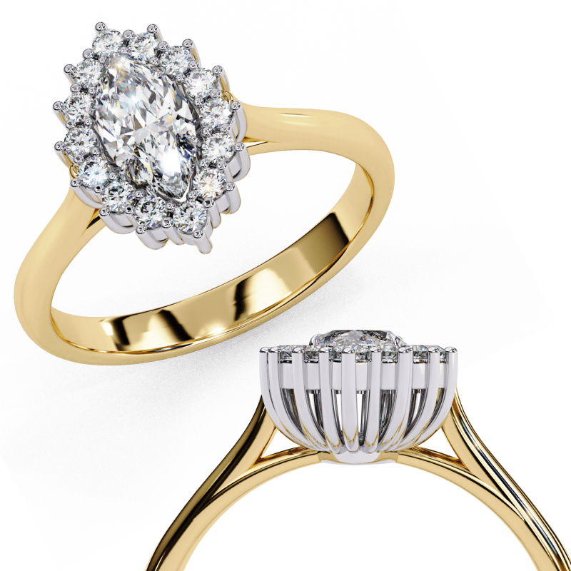 Reverra 14K Gold Oval & Round Lab Grown Diamond Oval Halo Engagement Ring for Women, CTTW-2.04 - Reverra Jewels Inc.