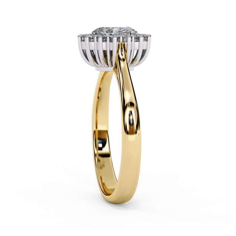 Reverra 14K Gold Oval & Round Lab Grown Diamond Oval Halo Engagement Ring for Women, CTTW-2.04 - Reverra Jewels Inc.
