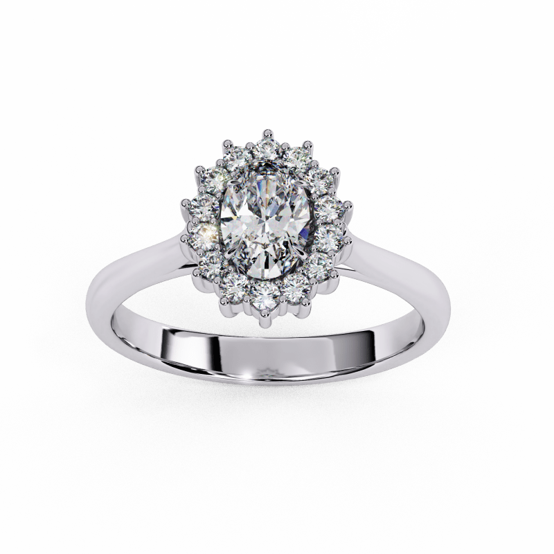 Reverra 14K Gold Oval & Round Lab Grown Diamond Oval Halo Engagement Ring for Women, CTTW-2.04 - Reverra Jewels Inc.
