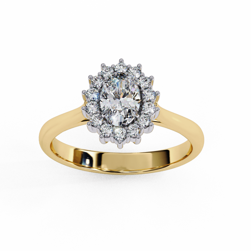 Reverra 14K Gold Oval & Round Lab Grown Diamond Oval Halo Engagement Ring for Women, CTTW-2.04 - Reverra Jewels Inc.