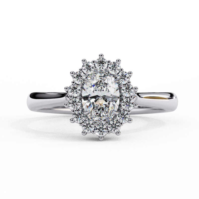 Reverra 14K Gold Oval & Round Lab Grown Diamond Oval Halo Engagement Ring for Women, CTTW-2.04 - Reverra Jewels Inc.
