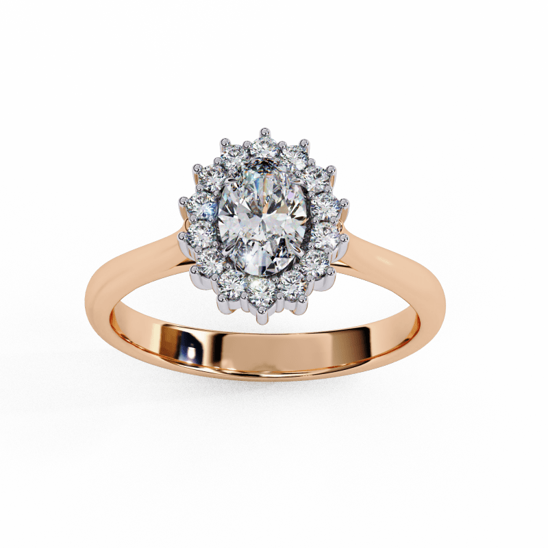 Reverra 14K Gold Oval & Round Lab Grown Diamond Oval Halo Engagement Ring for Women, CTTW-2.04 - Reverra Jewels Inc.