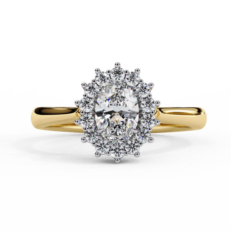 Reverra 14K Gold Oval & Round Lab Grown Diamond Oval Halo Engagement Ring for Women, CTTW-2.04 - Reverra Jewels Inc.