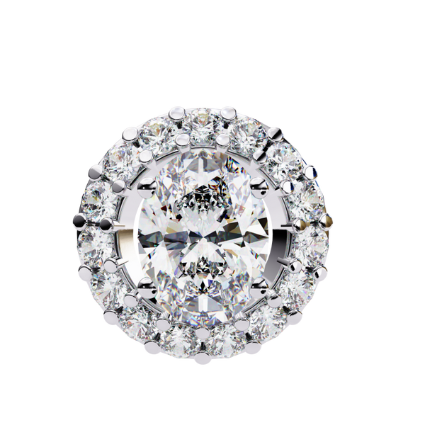 Reverra 14K Gold Oval & Round Lab Grown Diamond Oval Halo Pendant For Women, CTTW-0.97 - Reverra Jewels Inc.