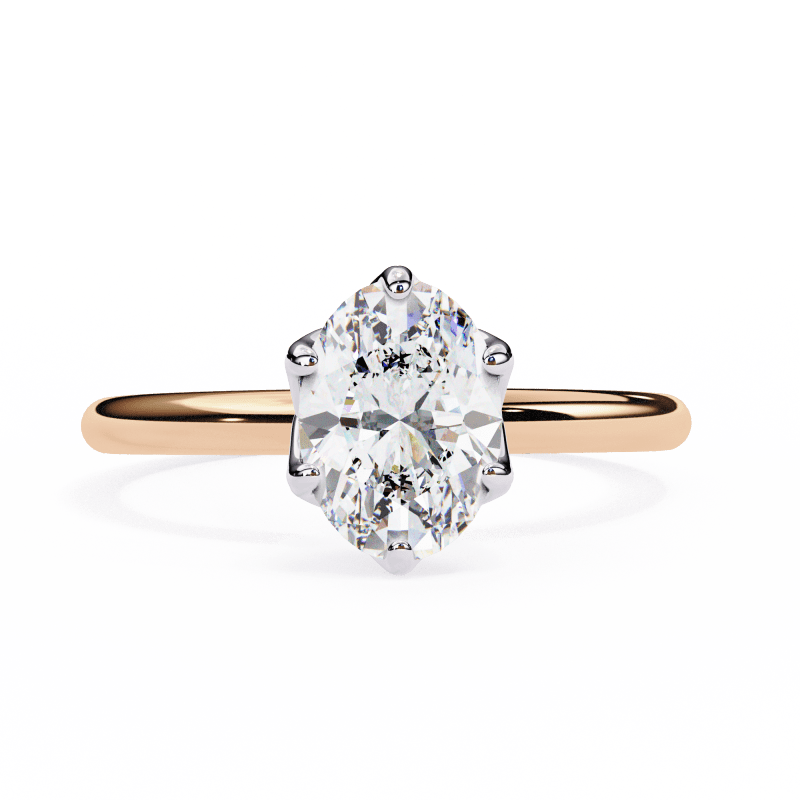Reverra 14K Gold Oval Round Lab Grown Diamond Solitaire Classic Engagement Ring for Women, CTTW-2.8 - Reverra Jewels Inc.