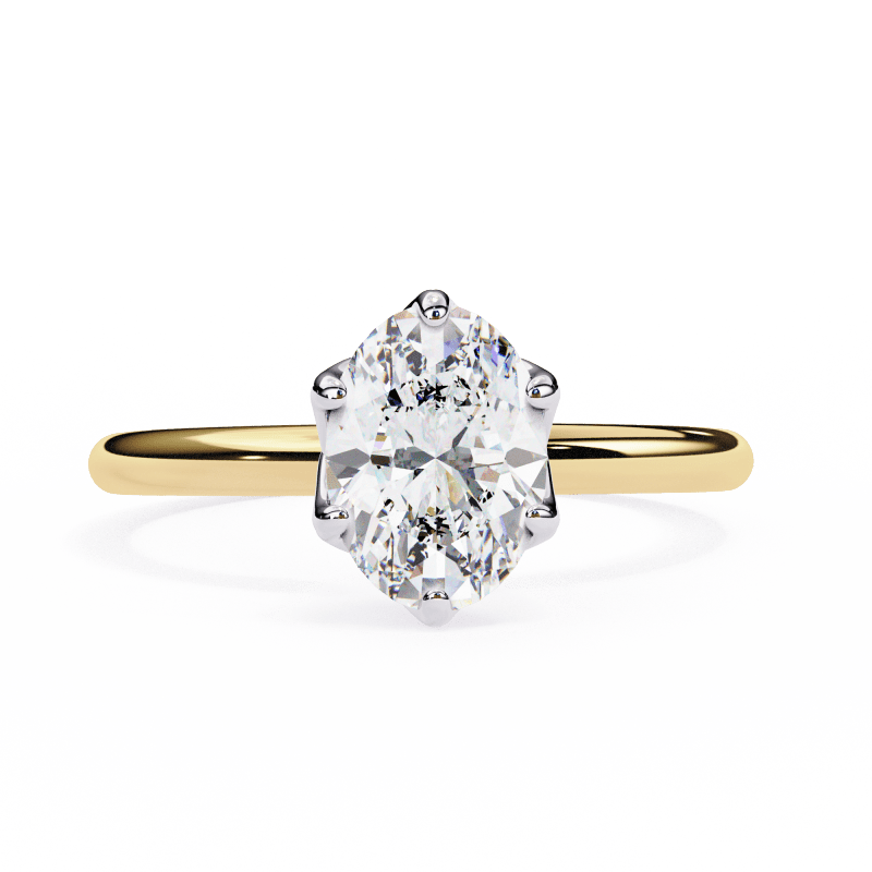 Reverra 14K Gold Oval Round Lab Grown Diamond Solitaire Classic Engagement Ring for Women, CTTW-2.8 - Reverra Jewels Inc.