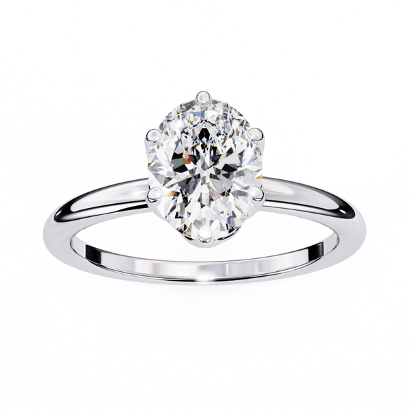 Reverra 14K Gold Oval Round Lab Grown Diamond Solitaire Classic Engagement Ring for Women, CTTW-2.8 - Reverra Jewels Inc.