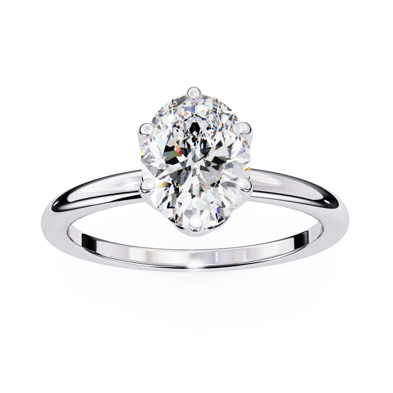 Reverra 14K Gold Oval Round Lab Grown Diamond Solitaire Classic Engagement Ring for Women, CTTW-2.8 - Reverra Jewels Inc.