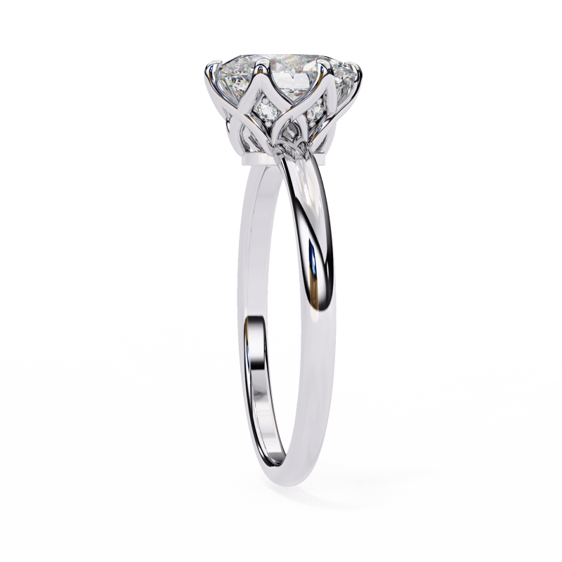 Reverra 14K Gold Oval Round Lab Grown Diamond Solitaire Classic Engagement Ring for Women, CTTW-2.8 - Reverra Jewels Inc.