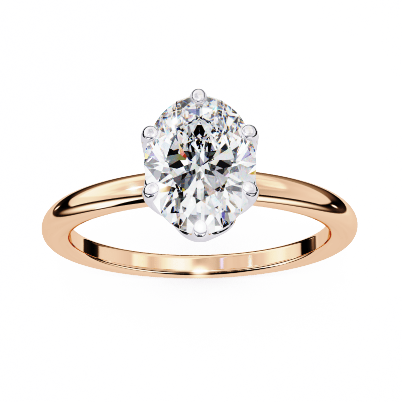 Reverra 14K Gold Oval Round Lab Grown Diamond Solitaire Classic Engagement Ring for Women, CTTW-2.8 - Reverra Jewels Inc.