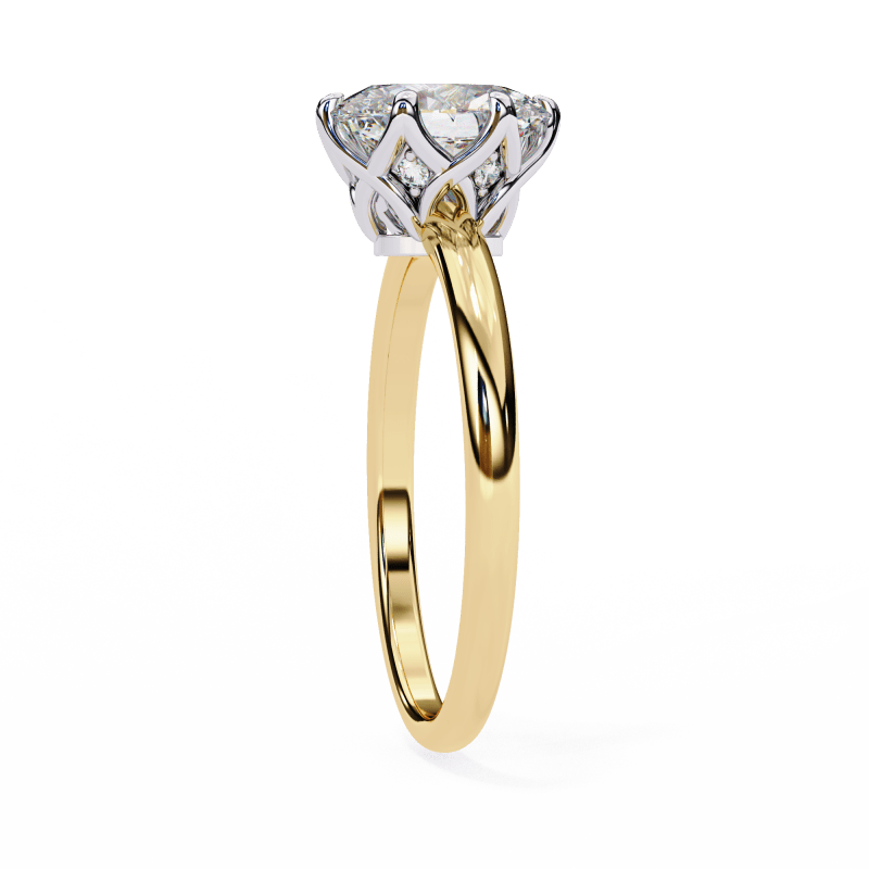 Reverra 14K Gold Oval Round Lab Grown Diamond Solitaire Classic Engagement Ring for Women, CTTW-2.8 - Reverra Jewels Inc.